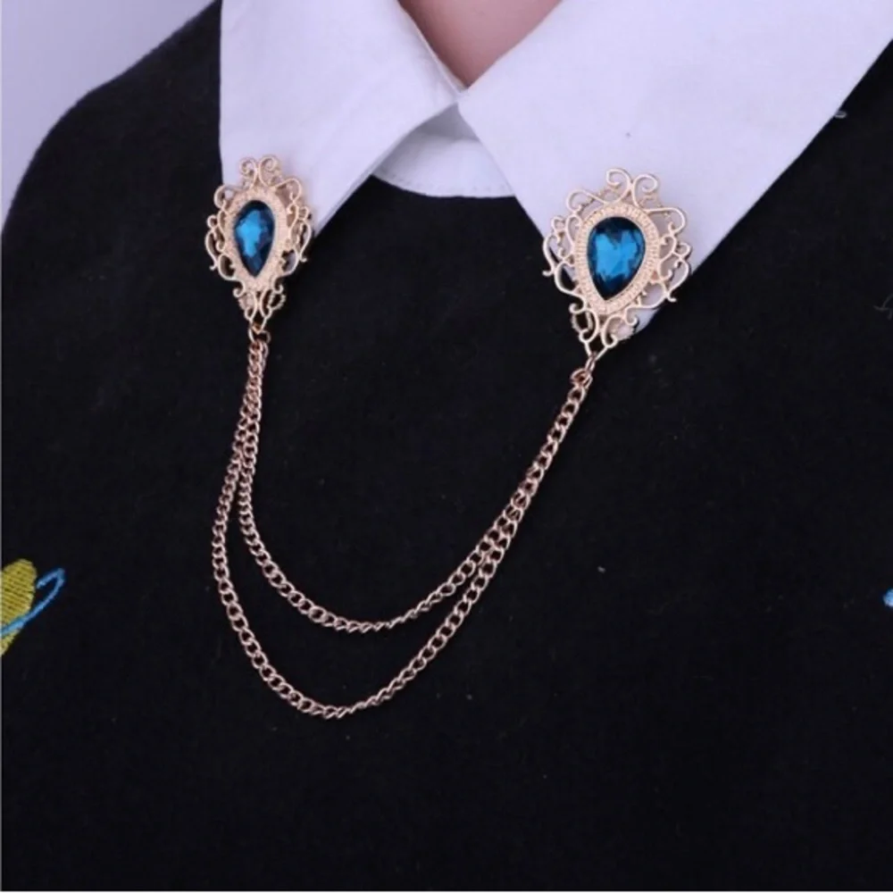 Fashion Tassel Chain Lapel Pins Shirt Suit Badge Wedding Jewelry Gifts for Men